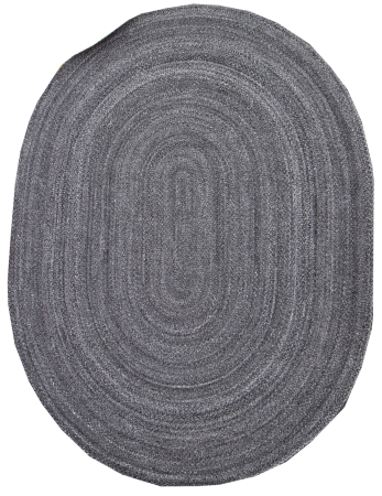 PYR1 Charcoal Recycled Polyester Braided Oval Indian Rug