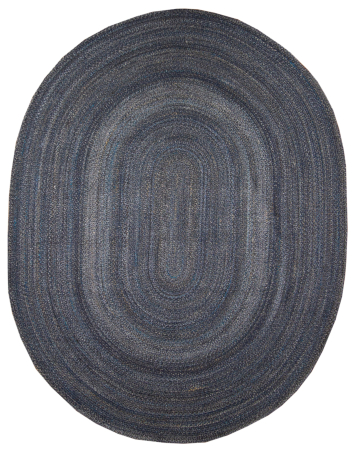 PYR1 Navy Recycled Polyester Braided Oval Indian Rug