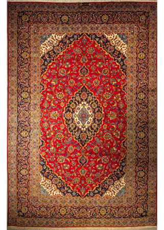 Kashan Red Hand Knotted Rug 7'10