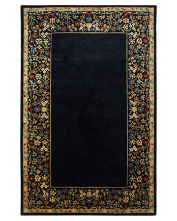 Nepal Black Wool Hand Knotted Indian Rug