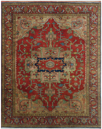 Serapi Fine Wool Rust Fine Wool Hand Knotted Indian Rug