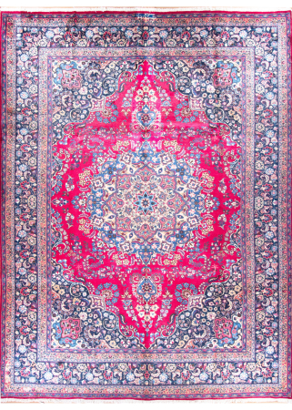 Mashad Red Wool Hand Knotted Persian Rug