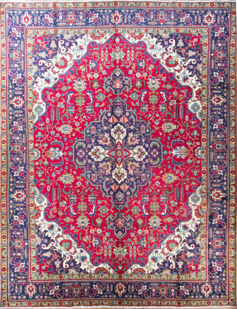Tabriz Red Hand Knotted Rug 9'7