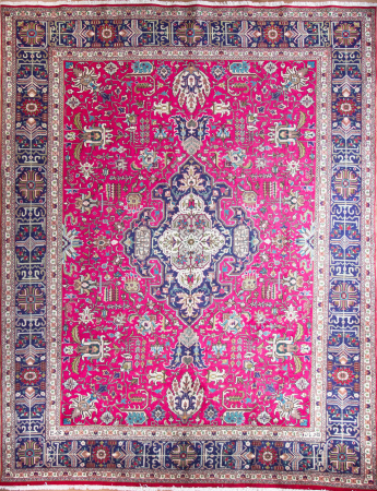 Tabriz Semi-Antique Red Wool Hand Knotted Persian Rug