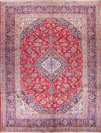 Kashan Red Hand Knotted Rug 7'11