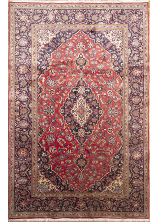 Kashan Vintage Red Wool Hand Knotted Persian Rug