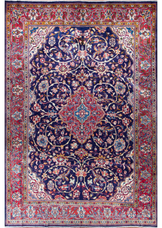 Mahal Medallion Navy Blue Wool Hand Knotted Persian Rug
