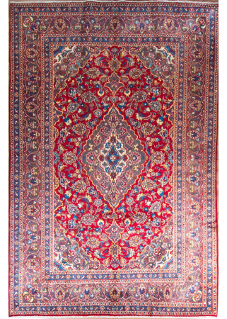 Mashad Medallion Red Hand Knotted Rug 6'5