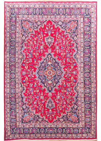 Mashad Medallion Red Hand Knotted Rug 6'6