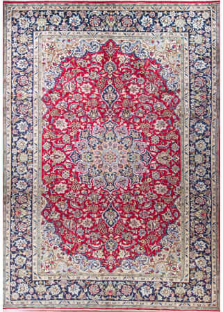Najafabad Medallion Red Wool Hand Knotted Persian Rug