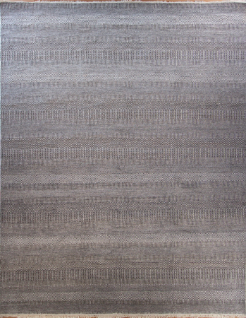 Grass Charcoal/Ivory Wool Hand Knotted Indian Rug
