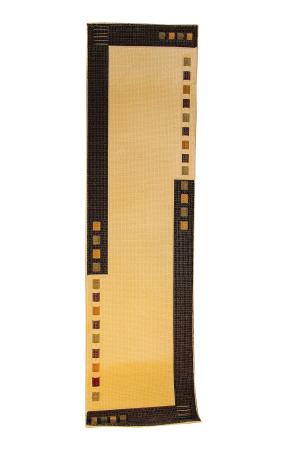 Golden Cream/Black Loomed Runner Turkish Rug