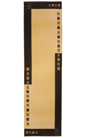 Golden Cream/Black Loomed Runner Turkish Rug