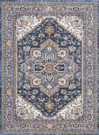 Harper 1144 Heriz Style Blue Loomed Polyester Egyptian Rug