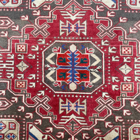 Kazak Semi-Antique Red Hand Knotted Rug 4'9