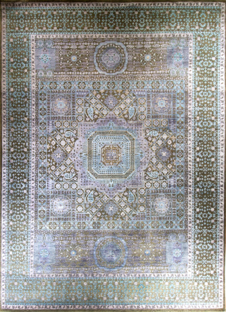 Oxidized 8/40 4061.7 Lt.Blue Wool & Viscose Hand Knotted Indian Rug