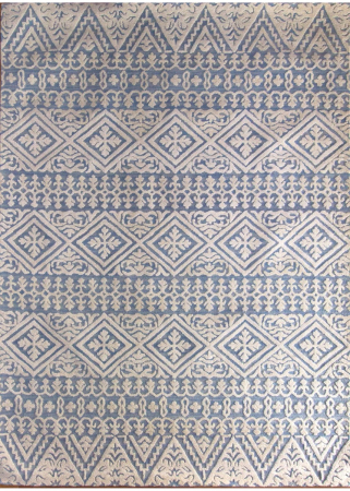 Victoria Blue Wool Hand Tufted Indian Rug