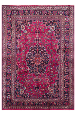 Mashad Vintage Red Wool Hand Knotted Persian Rug