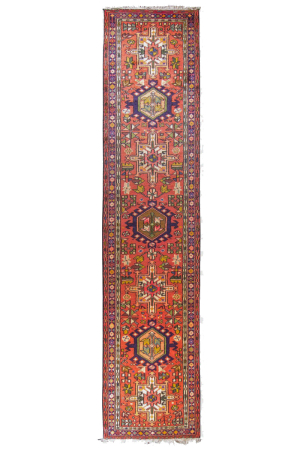 Gharajeh Semi-Antique Wool Hand Knotted Runner Persian Rug