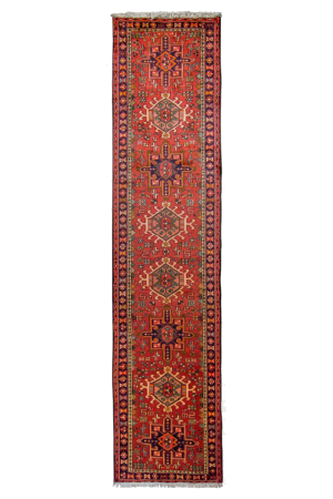 Gharajeh Semi-Antique Wool Hand Knotted Runner Persian Rug