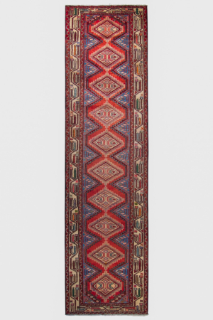 Chenar Medallion Red Wool Hand Knotted Runner Persian Rug