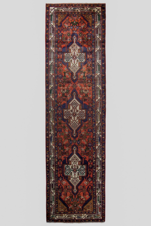Tajabad Medallion Red Wool Hand Knotted Runner Persian Rug