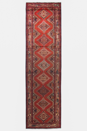Zagheh Medallion Red Wool Hand Knotted Runner Persian Rug