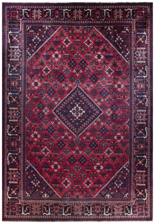Joshaghan Semi-Antique Medallion Red Wool Hand Knotted Persian Rug