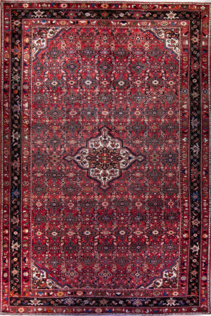 Hosseinabad Medallion Red Wool Hand Knotted Persian Rug