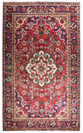 Borchelu Semi-Antique Medallion Red Wool Hand Knotted Persian Rug