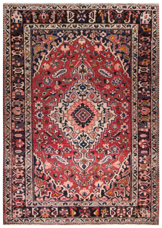 Bakhtiari Semi-Antique Medallion Red Wool Hand Knotted Persian Rug