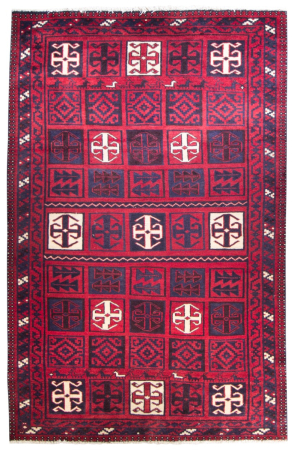 Hamadan Semi-Antique Medallion Red Wool Hand Knotted Persian Rug