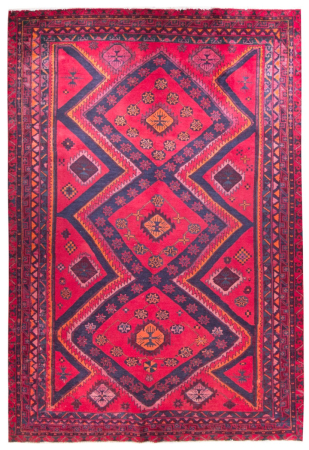 Sirjan Semi-Antique Medallion Red Wool Hand Knotted Persian Rug