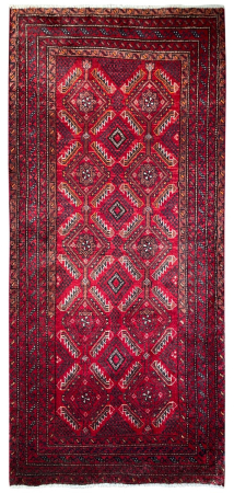 Baluch Semi-Antique Allover Red Wool Hand Knotted Persian Rug