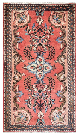 Lilian Semi-Antique Medallion Red Wool Hand Knotted Persian Rug