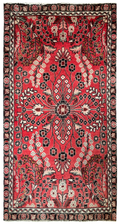 Darjazin Semi-Antique Medallion Red Wool Hand Knotted Persian Rug