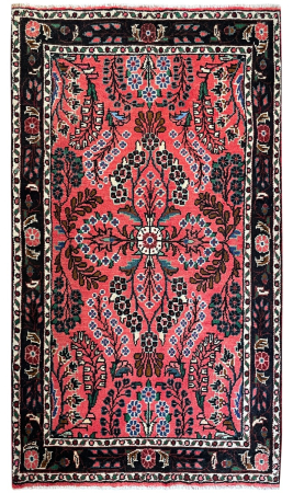 Darjazin Semi-Antique Medallion Red Wool Hand Knotted Persian Rug