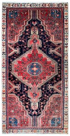 Toyserkan Semi-Antique Medallion Blue Wool Hand Knotted Persian Rug