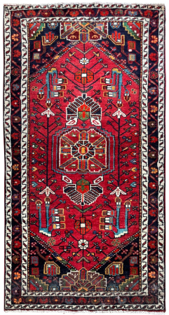 Toyserkan Semi-Antique Medallion Red Wool Hand Knotted Persian Rug
