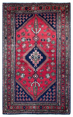 Zanjan Semi-Antique Medallion Red Wool Hand Knotted Persian Rug