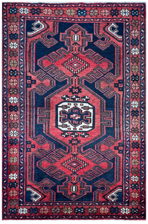 Zanjan Semi-Antique Medallion Red Wool Hand Knotted Persian Rug