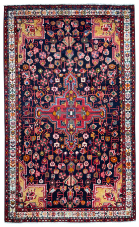 Toyserkan Medallion Blue Wool Hand Knotted Persian Rug