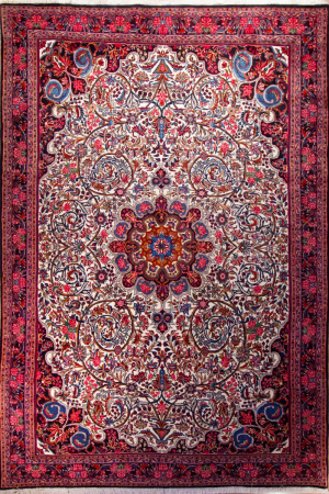 Bijar Red Wool Hand Knotted Persian Rug