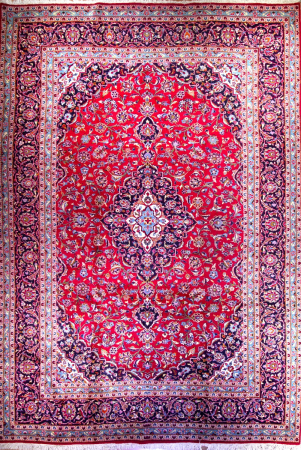 Kashan Red Wool Hand Knotted Persian Rug