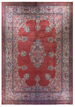 Sarough Semi-Antique Original Wool Hand Knotted Persian Rug