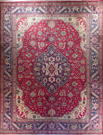 Tabriz Red Wool Hand Knotted Persian Rug