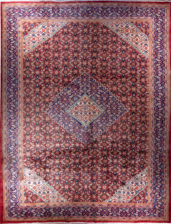 Sarough Red Wool Hand Knotted Persian Rug