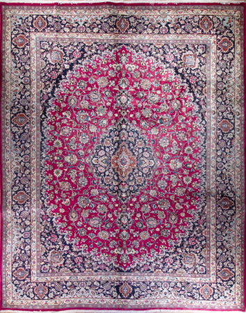 Mashad Red Wool Hand Knotted Persian Rug