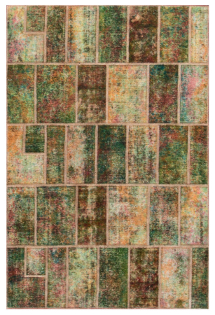 Patchwork Stonewash Overdyed Vintage Hand Knotted Wool Persian Rug