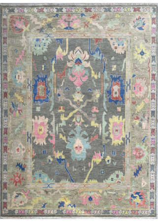 Oushak SJ-01 Grey/Sage Wool Hand Knotted Indian Rug